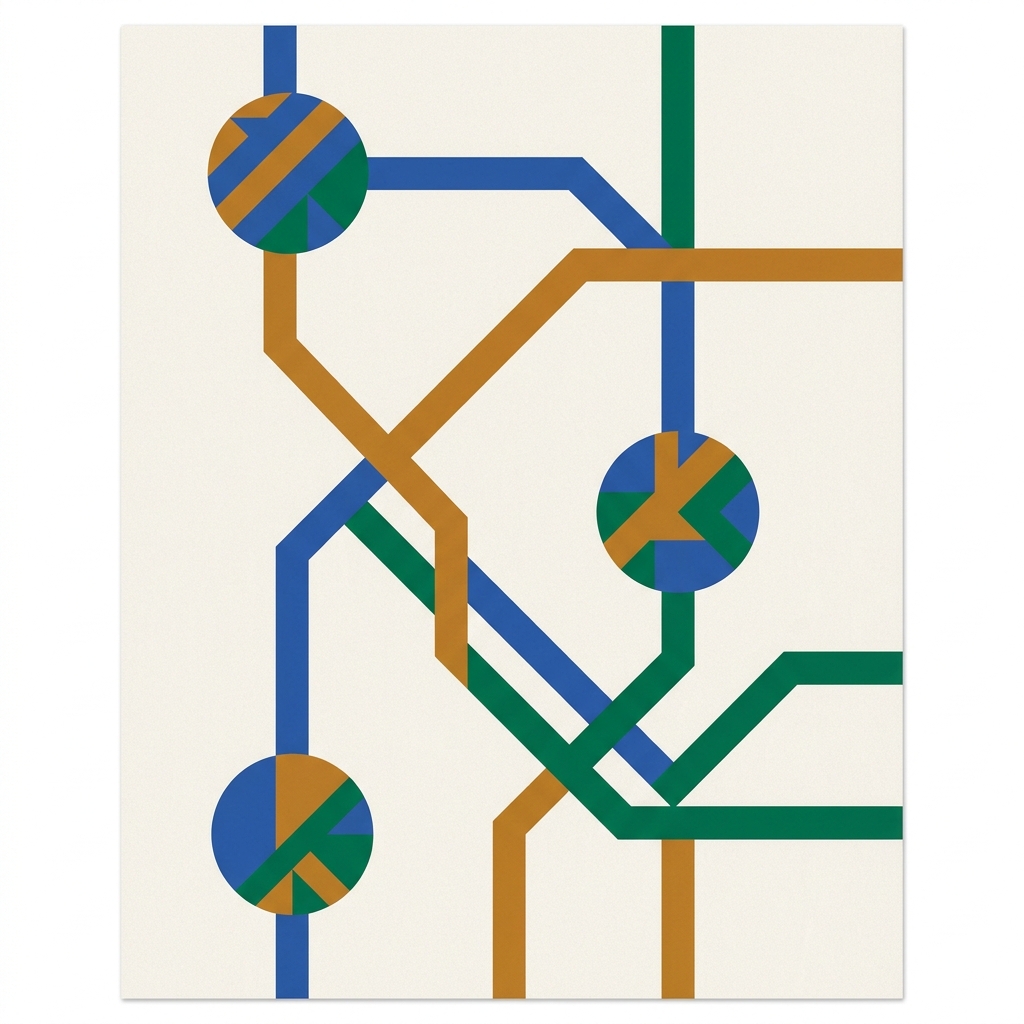 Editorial route map joining three Australian destinations