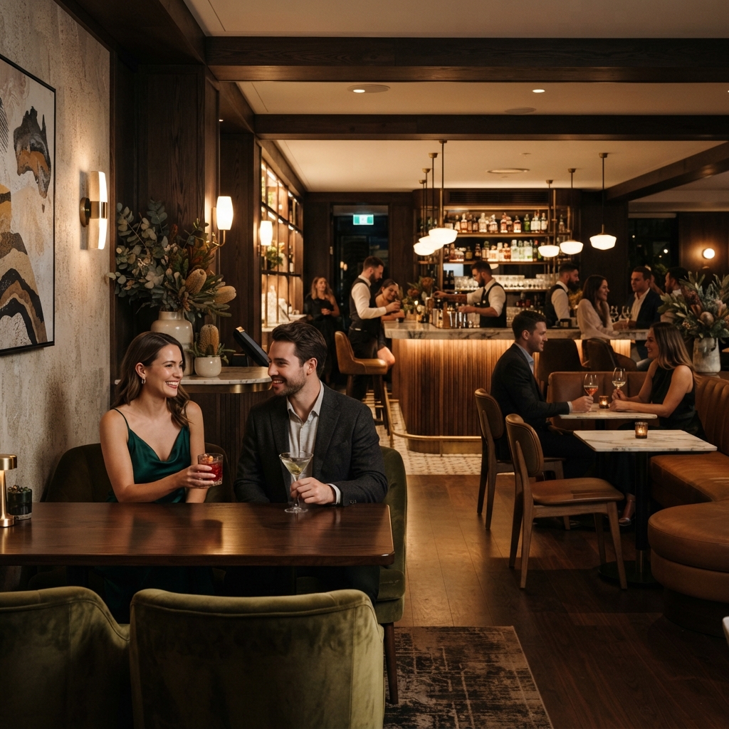 Contemporary cocktail lounge at night